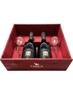 Vini Spumanti - Cassetta Regalo 2 Spumanti Brut con 2 Calici (2x750 ml. cassetta in legno deluxe) Tasca d'Almerita - Tasca d'Alm